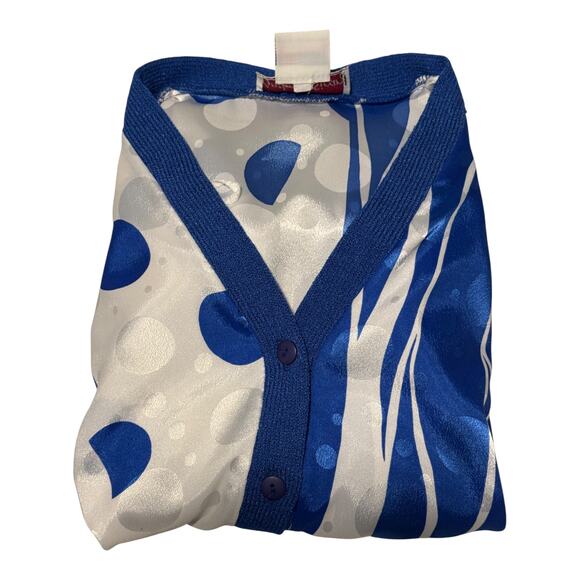 Anthony Sicari Vintage Two Piece Skirt Set Blue White Polka Dot USA Size 10 - Picture 11 of 15